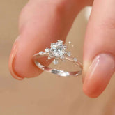 Winter snowflake engagement ring, lab grown diamond jewelry